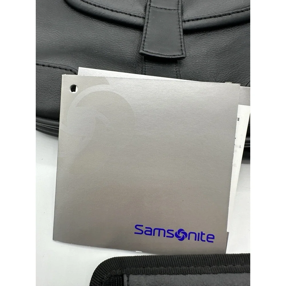Samsonite Arne Black Faux Leather Crossbody Shoulder Bag Travel Organizer NWT